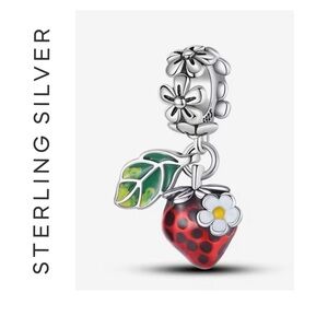 🌟 S925 Sterling Silver Strawberry Dangle Earrings